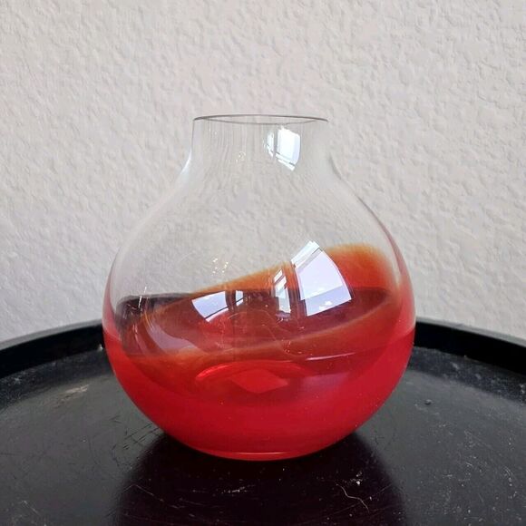 Crate & Barrel “Zing“ Vase In Clear, Amberina, Orange/Red Ombre Glass Modern - Picture 1 of 5